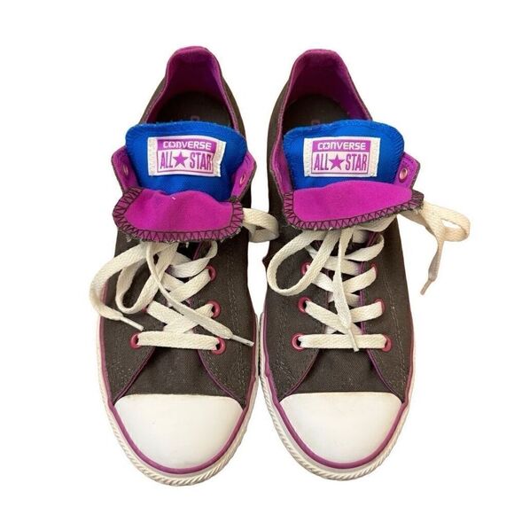 Converse Double Tongue Allstar Canvas Sneakers Purple Blue Youth 6 = Women’s 8.5 - Picture 3 of 9